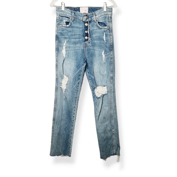 Revice Dream Fit Sweet Monday Wash Exposed Button Fly Distressed Jeans Size 31 - Picture 2 of 8
